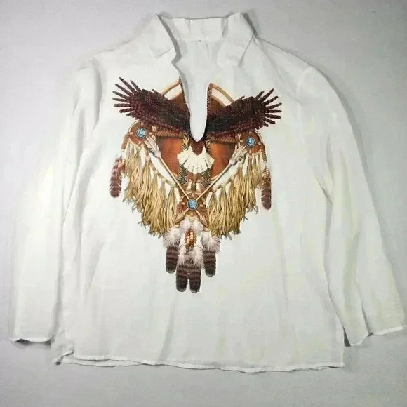 Unbranded Women's Top Tunic Native Boho 5X Dreamcatcher Eagle Long‎ Sleeve - Picture 1 of 16